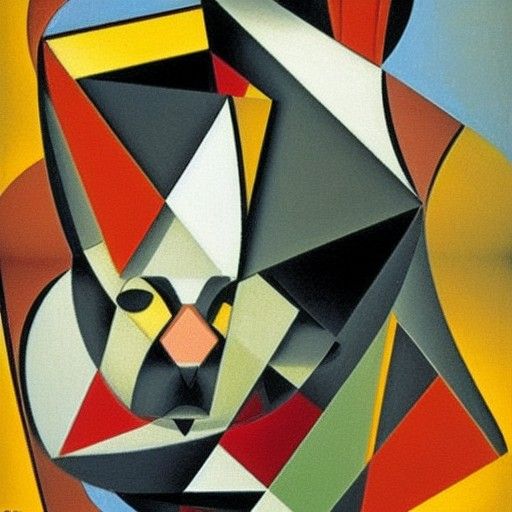Abstract Cubist Dog Portrait in Euclidean Style