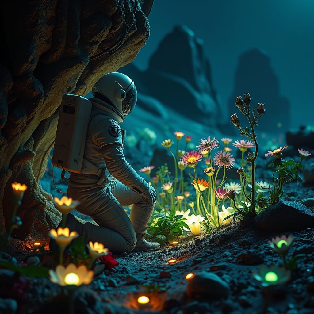 Breathtaking Bioluminescent Garden on a Desolate Alien Plane...