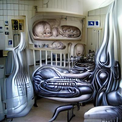 Biomechanical Maternity Ward in Giger Style
