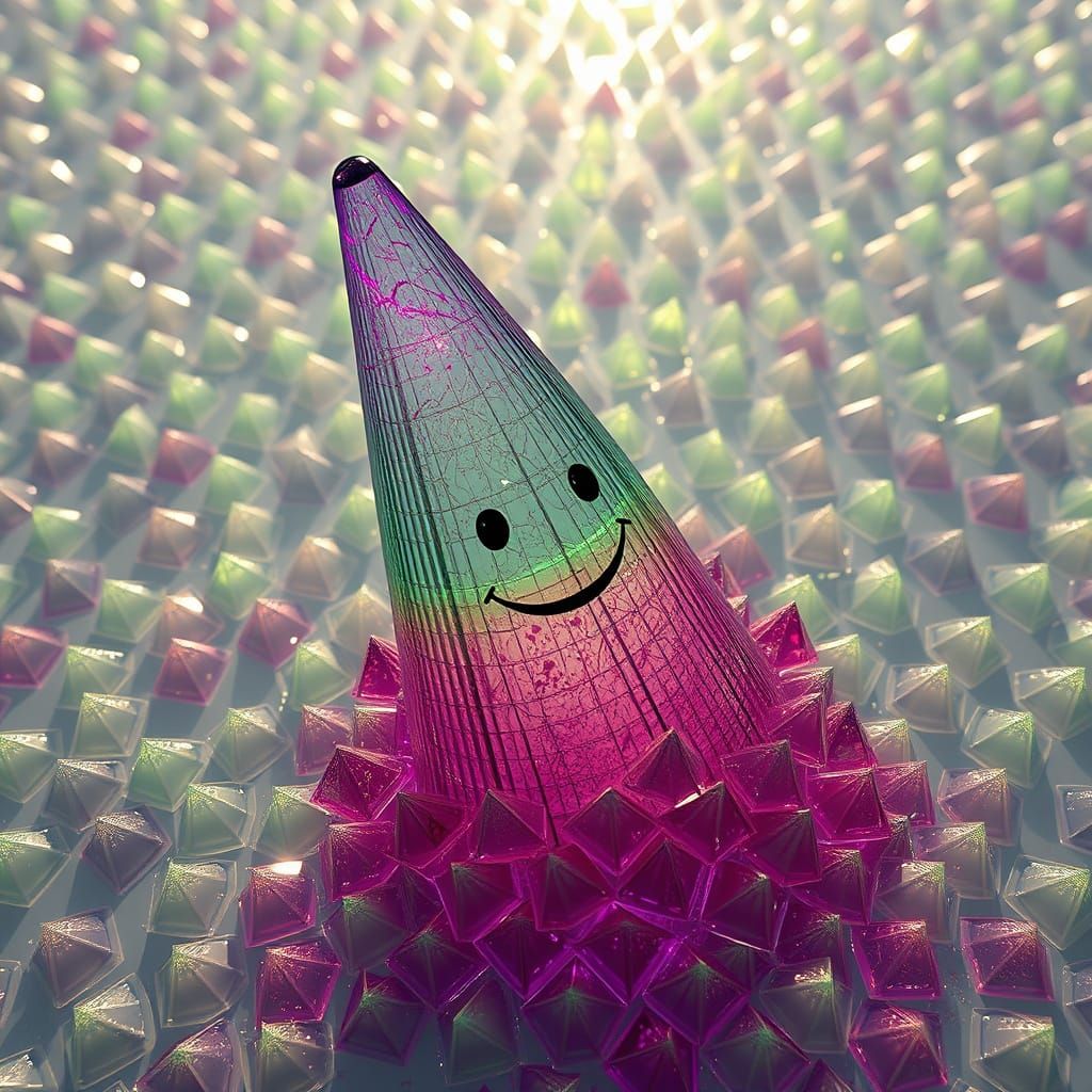 Hyperrealistic CGI Scene of Melting Polythene Cones