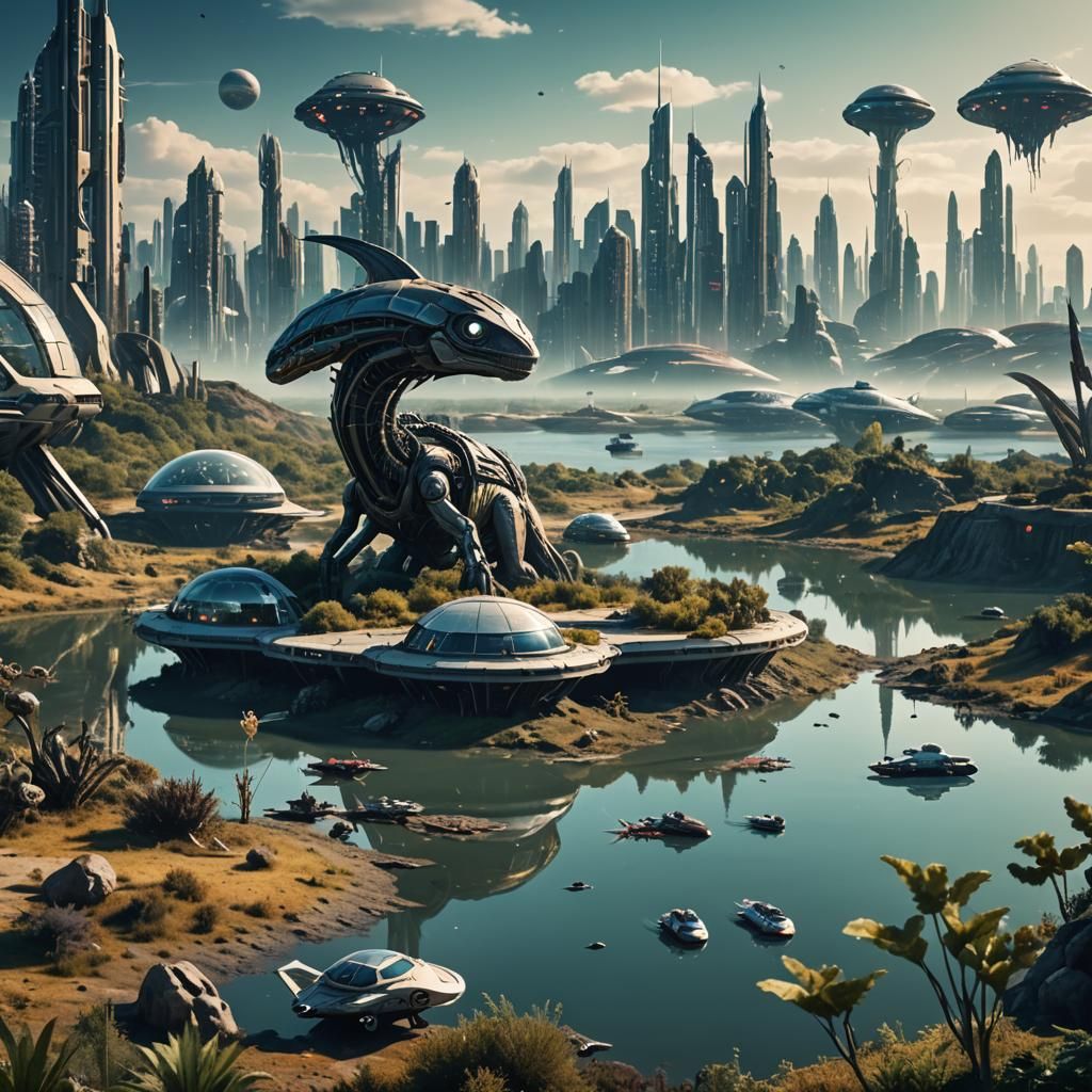 Breathtaking Alien Planet in a Futuristic Film Still