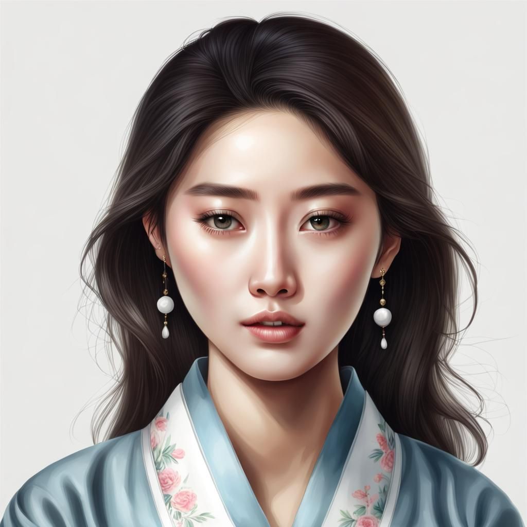 Realistic Portrait of a Beautiful Korean Woman