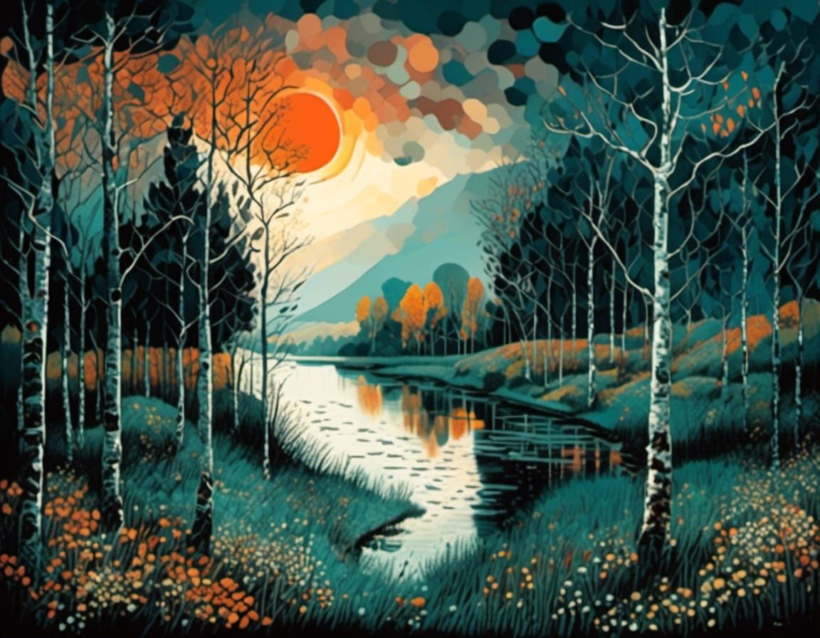 Autumn Birch Trees: Abstract Landscape