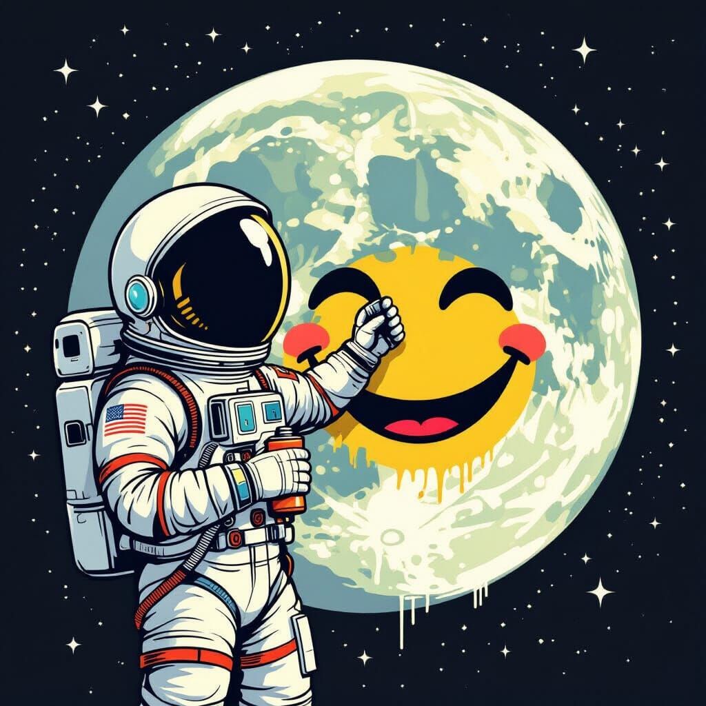 Astronaut Graffiti Artist on the Moon