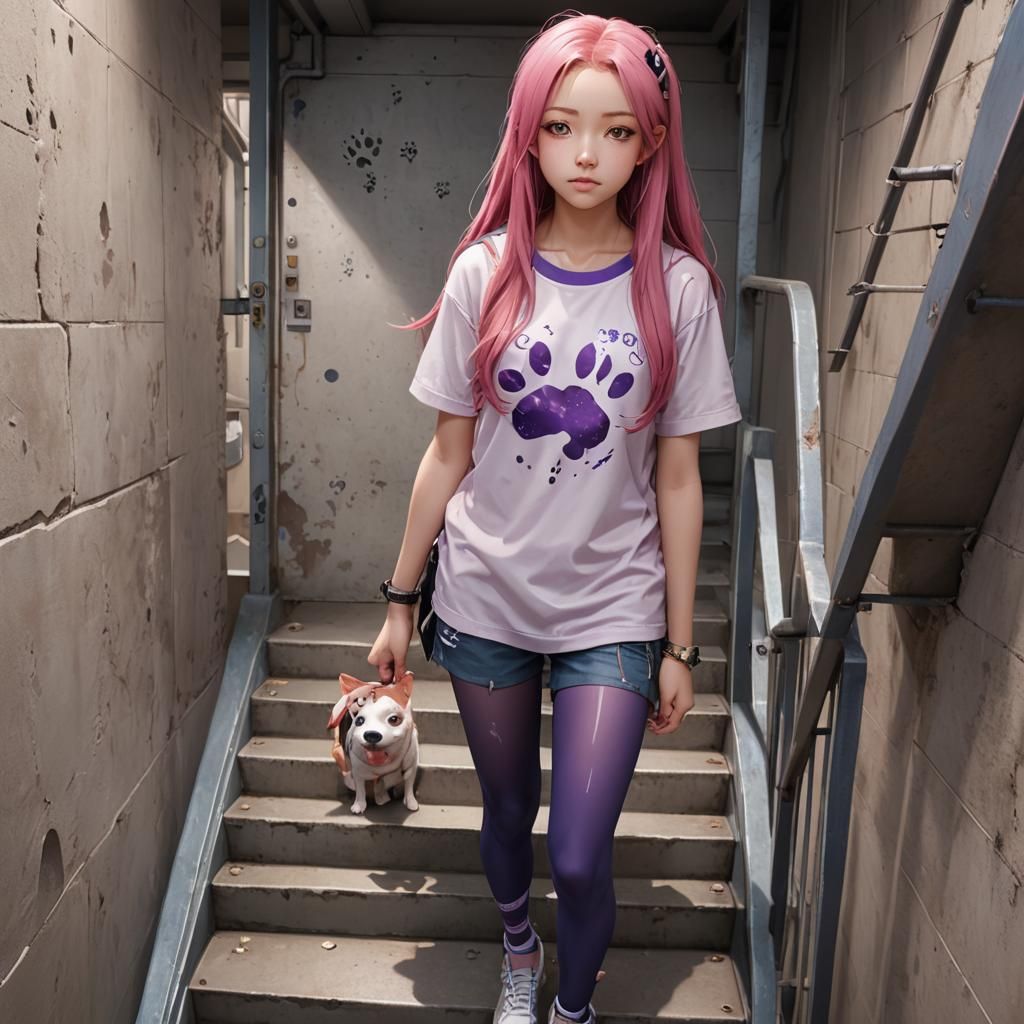 Girl with Pink Hair in Anime Art Style