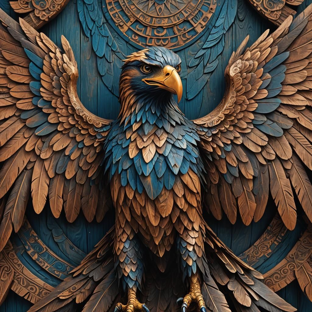 Majestic Wooden Eagle Totem: Fantasy Concept Art
