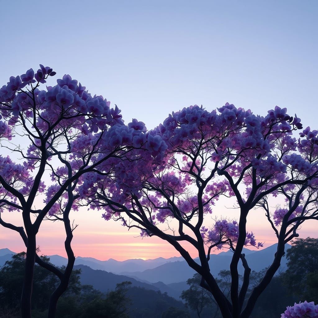 Ethereal Orchid Forest at Pre-Dawn