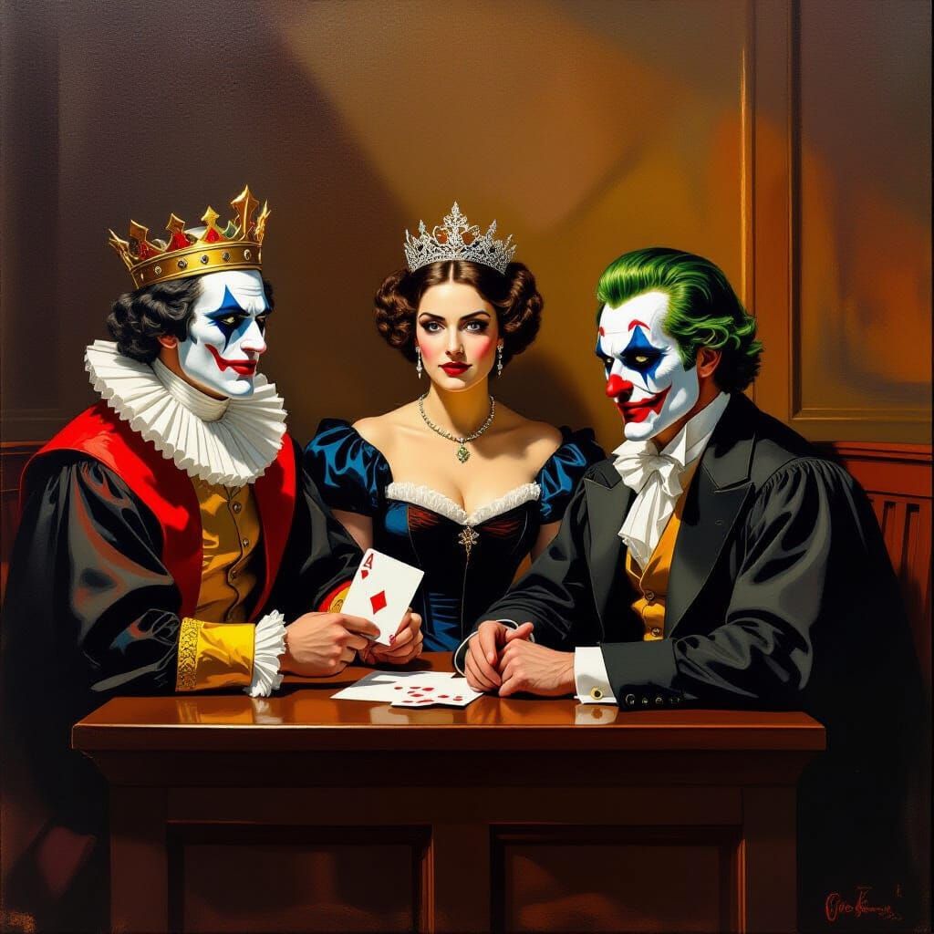 Card Royalty On Trial In Dramatic Courtroom Painting