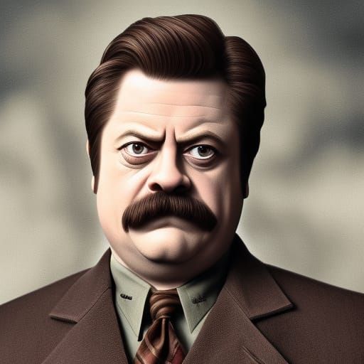 Epic Ron Swanson Digital Matte Painting