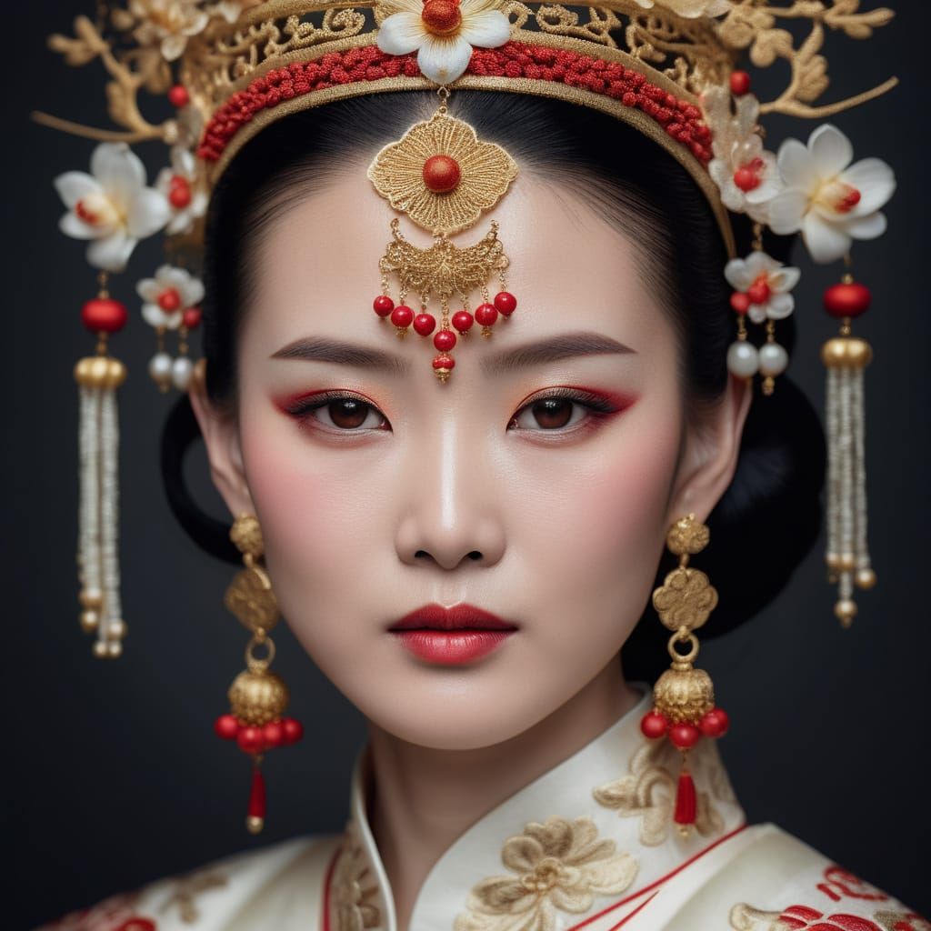 Timeless Elegance: A Photorealistic Portrait of an Asian Wom...