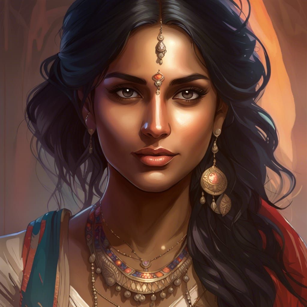 Indian Woman Portrait in Traditional Dress