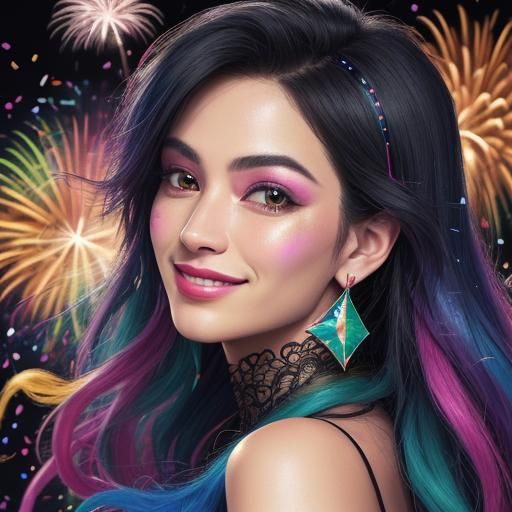 New Year's Eve Celebration in Surreal Portrait