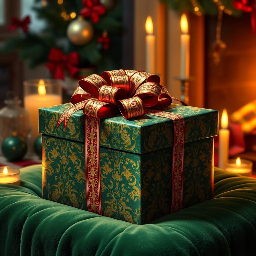 Cozy Christmas Gift in Warm Candlelight