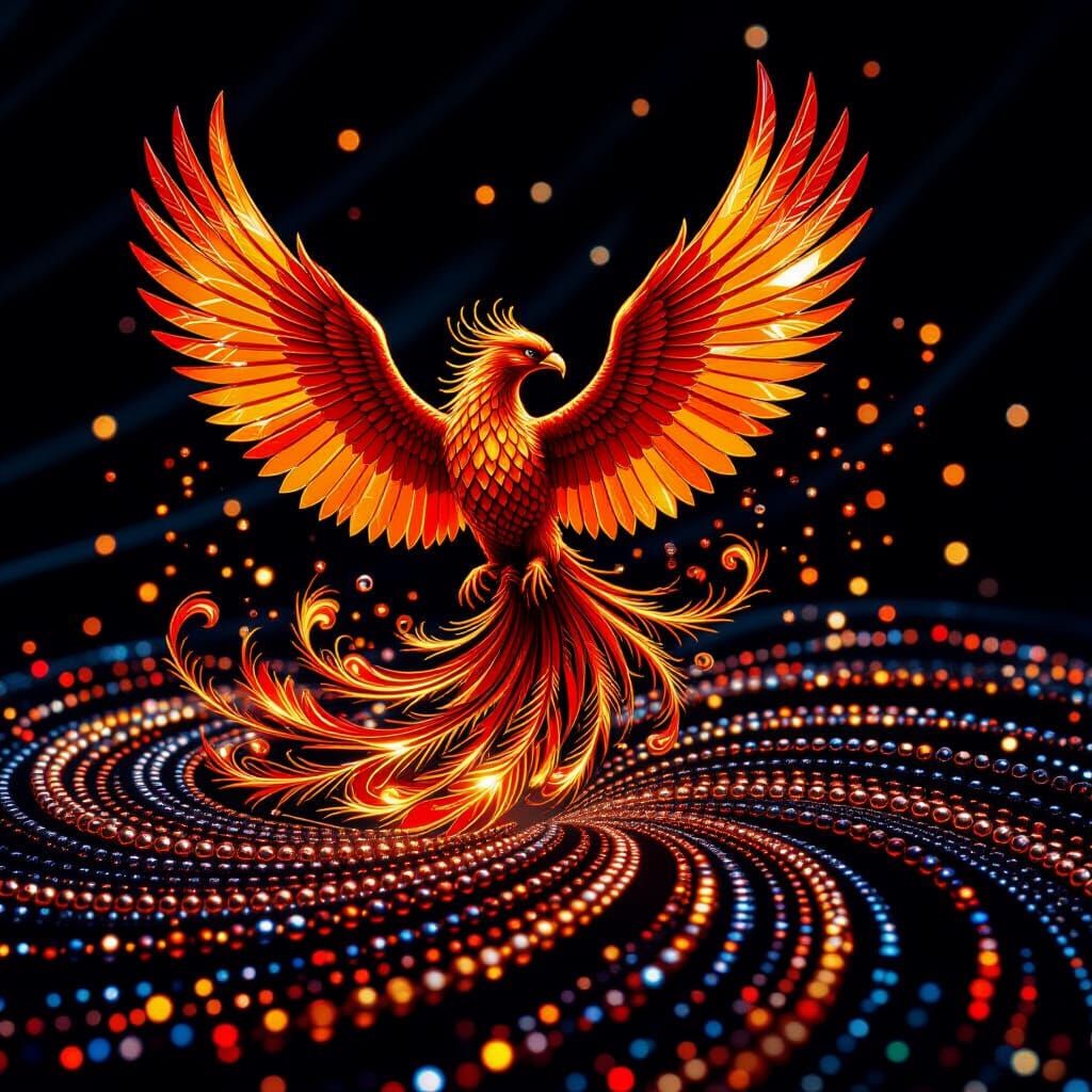 Phoenix Rising: Detailed Bead Art in 8K Macro Photography