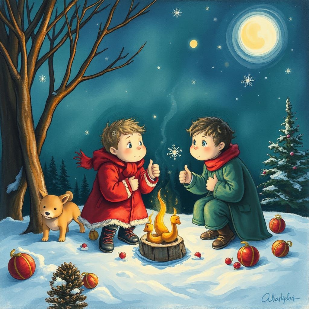 Detailed Gouache Painting: A Story in Two Parts