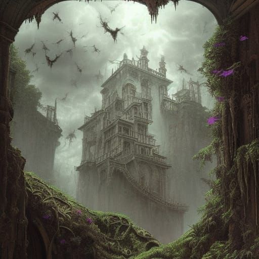 Horrific Stairs to Hell in Escher Style