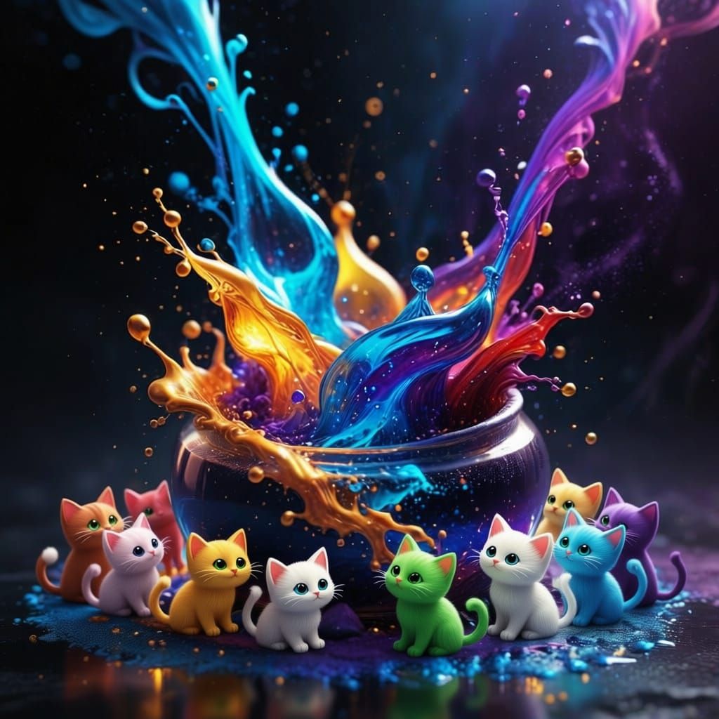 Magical Potion Spill With Sparks and Swirling Colors
