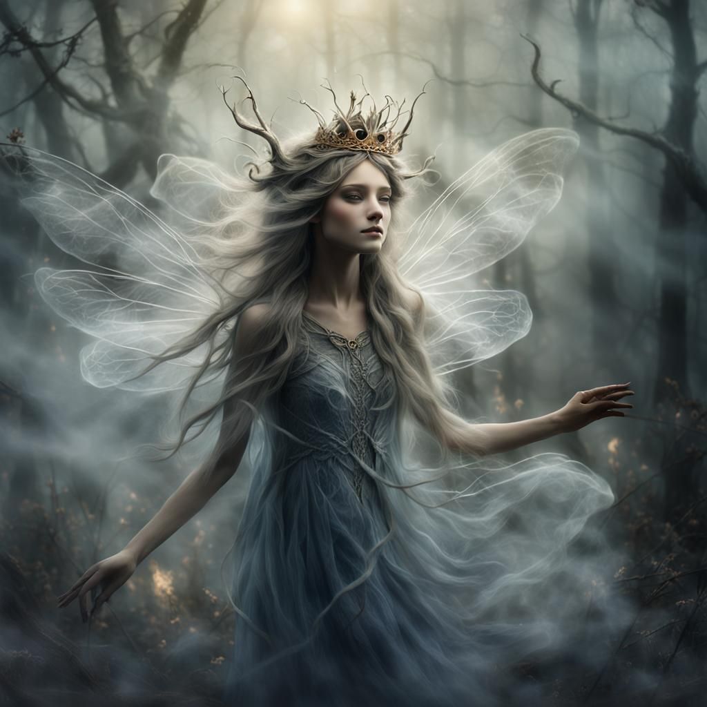 Ethereal Fairy Emerging from Smoke