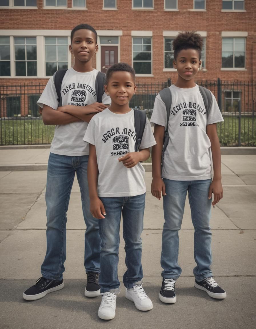 Black Students on First Day of School Illustration
