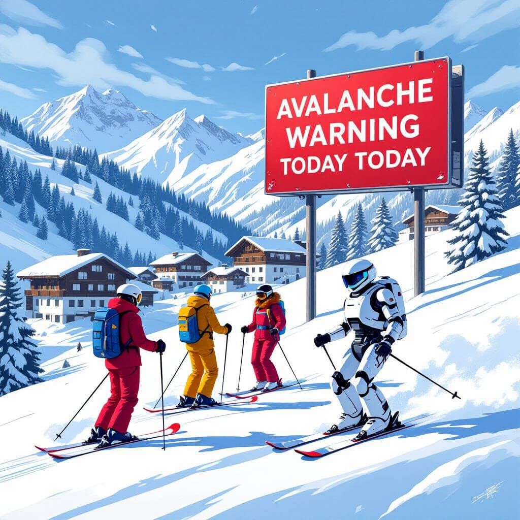 Skiers and Robot Encounter Avalanche Warning in Alps