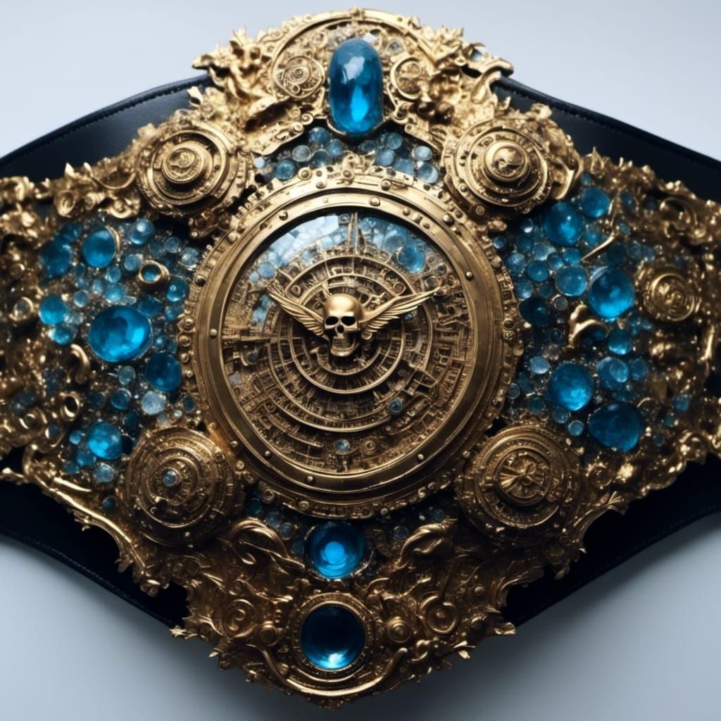Steampunk WCW Wrestling Title Belt in Hyperreal Style