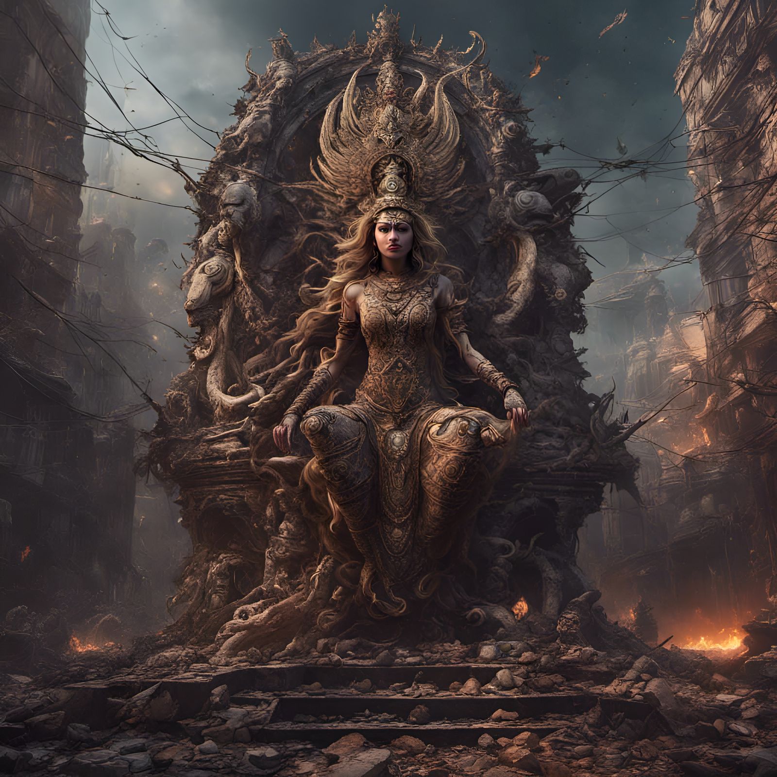 Durga in a Destroyed City: Digital Matte Painting