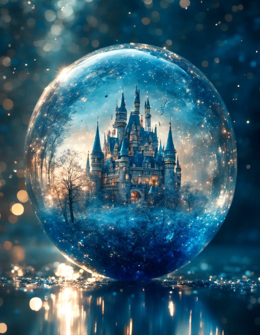 Fantastical Blue Castle Inside a Bubble