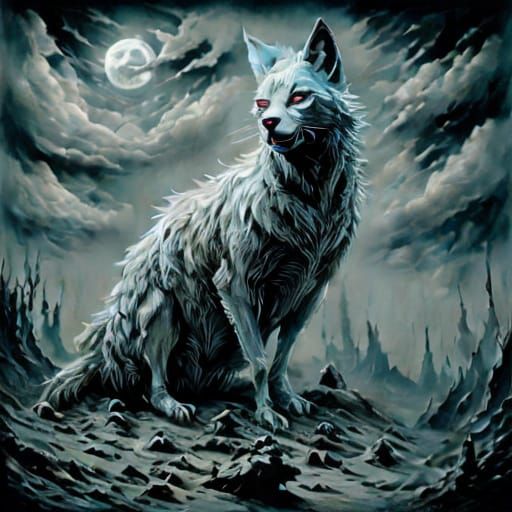 Dark Fantasy Pterodactyl Over Ruined Castle