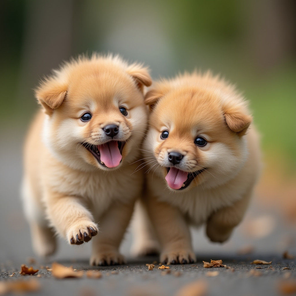 Playful Puppies Portrait with Bokeh Effect