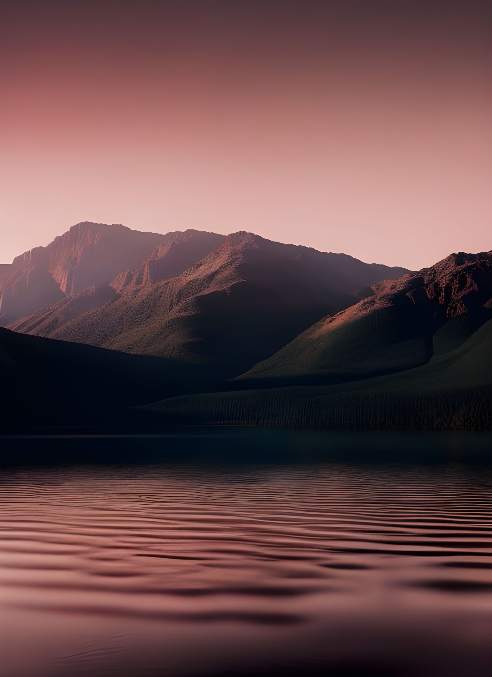 Serene Still Lake at Dusk: Hyperreal Digital Art