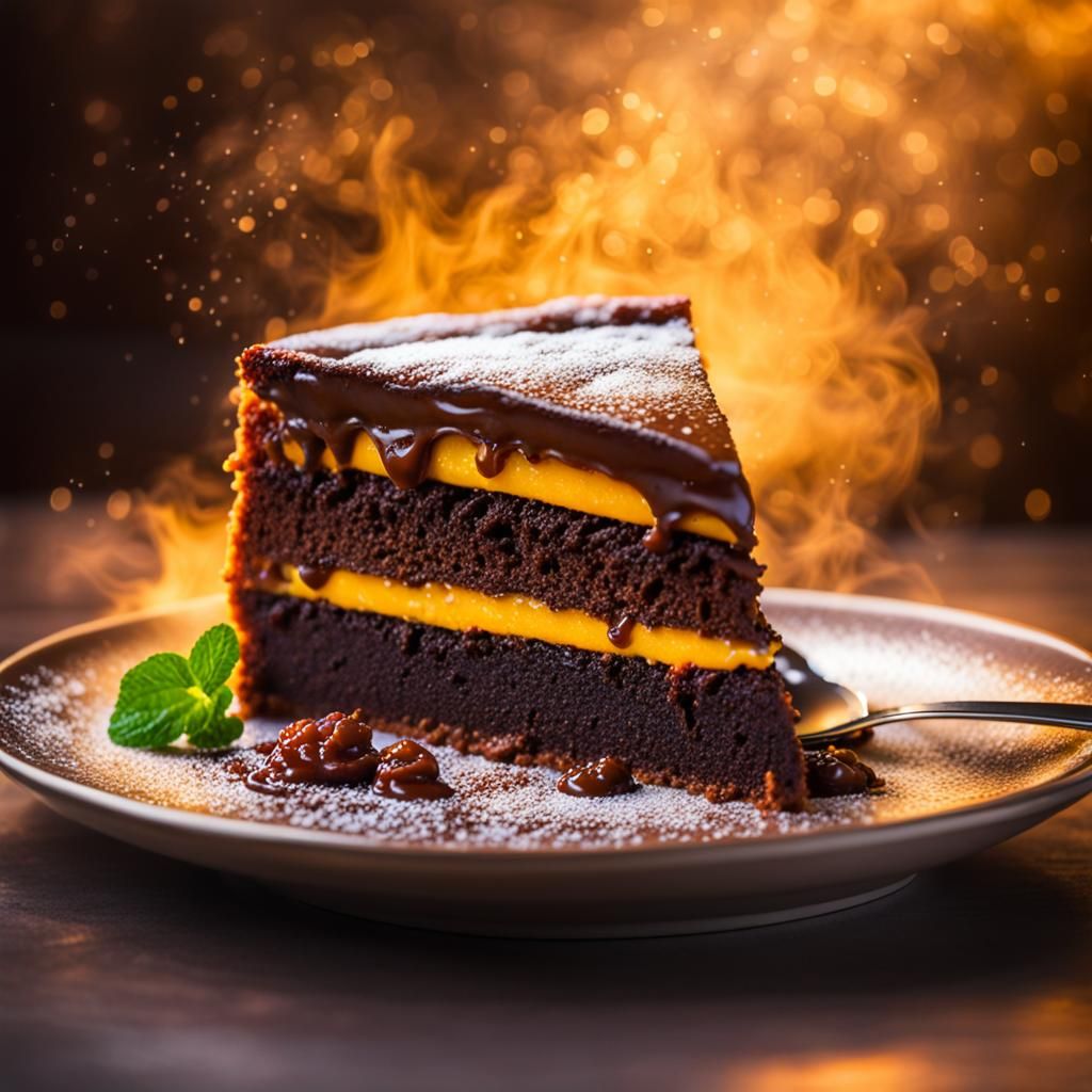 Delicious Swedish Kladdkaka with Golden Light