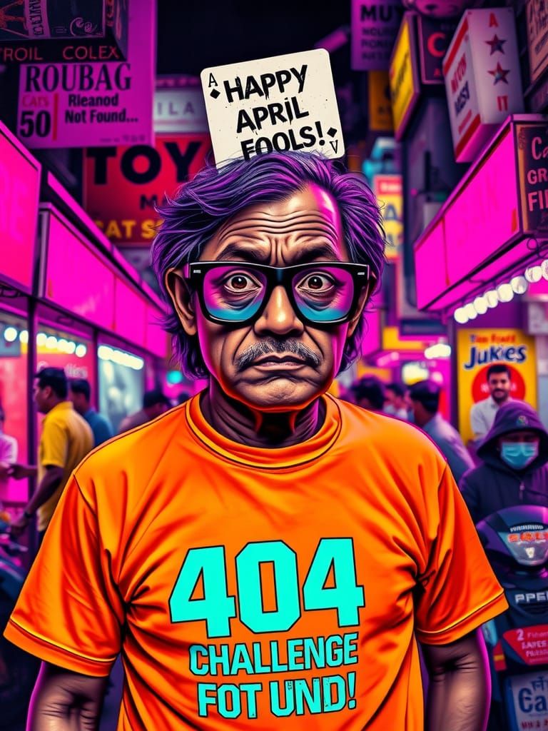 a vibrant, chaotic Mumbai street scene where a quintessential tapori (street-smart character) wearing oversized, futuris...