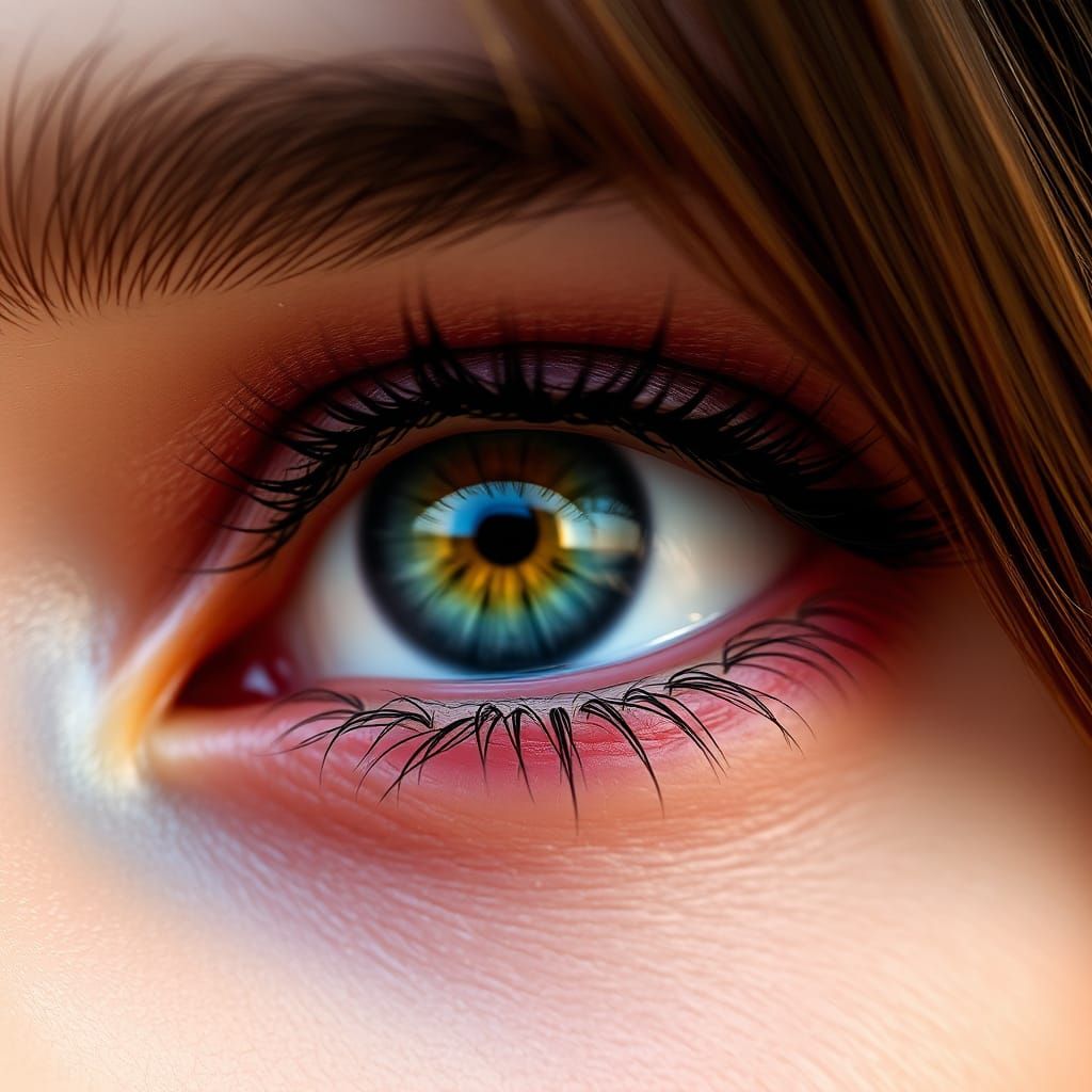 Vibrant Hyperrealistic Close-Up of a Woman's Eye