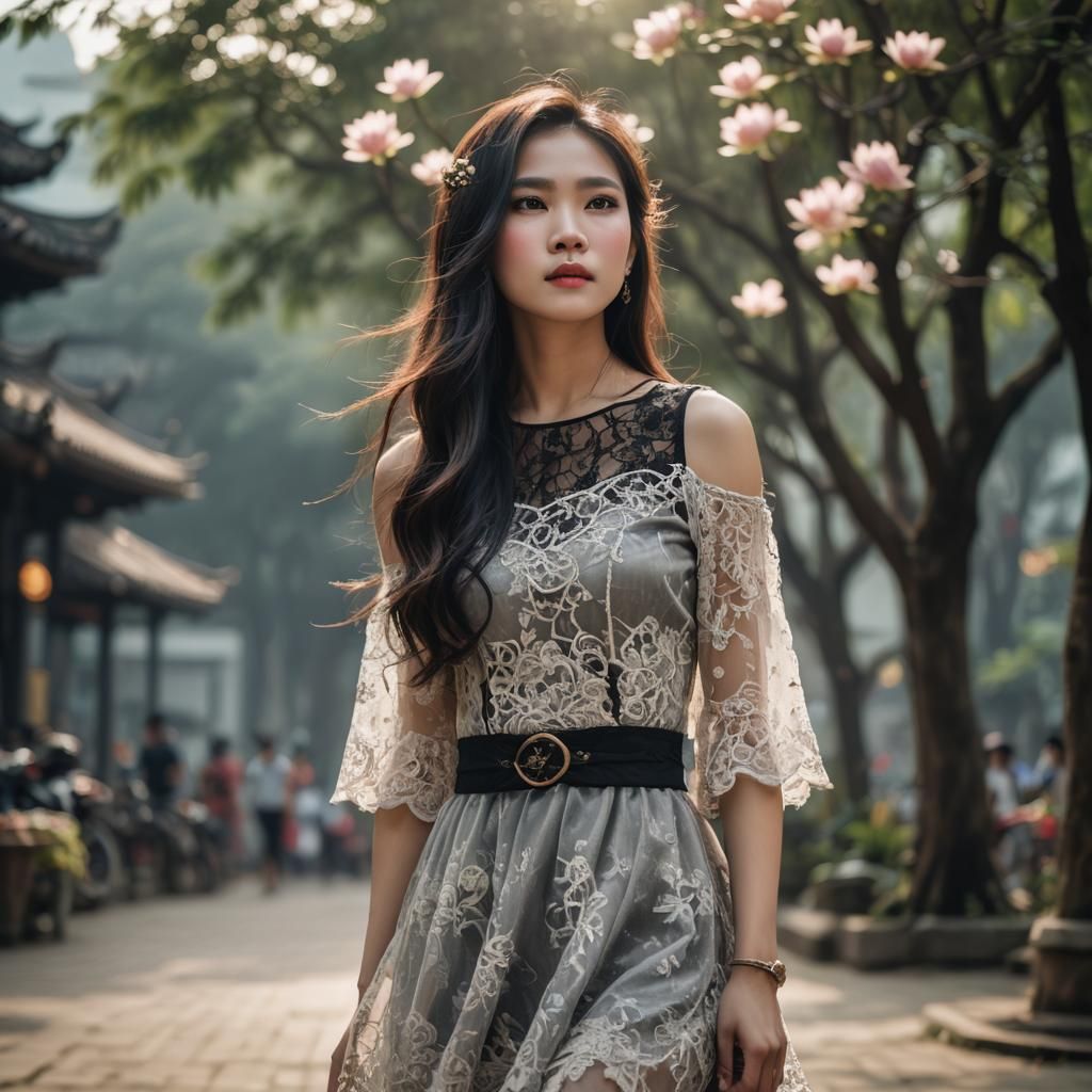 Vietnamese Woman in Gothic Dress, Professional Photography