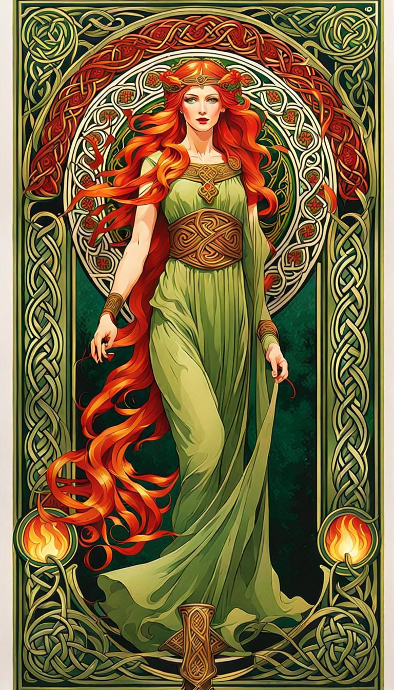 Celtic Goddess Brighid Art Nouveau Poster