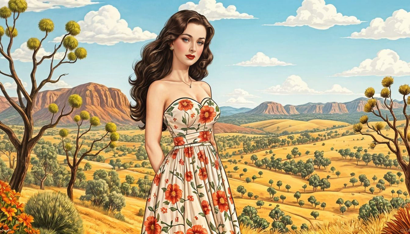 Vintage Cartoon Poster of an Australian Actress