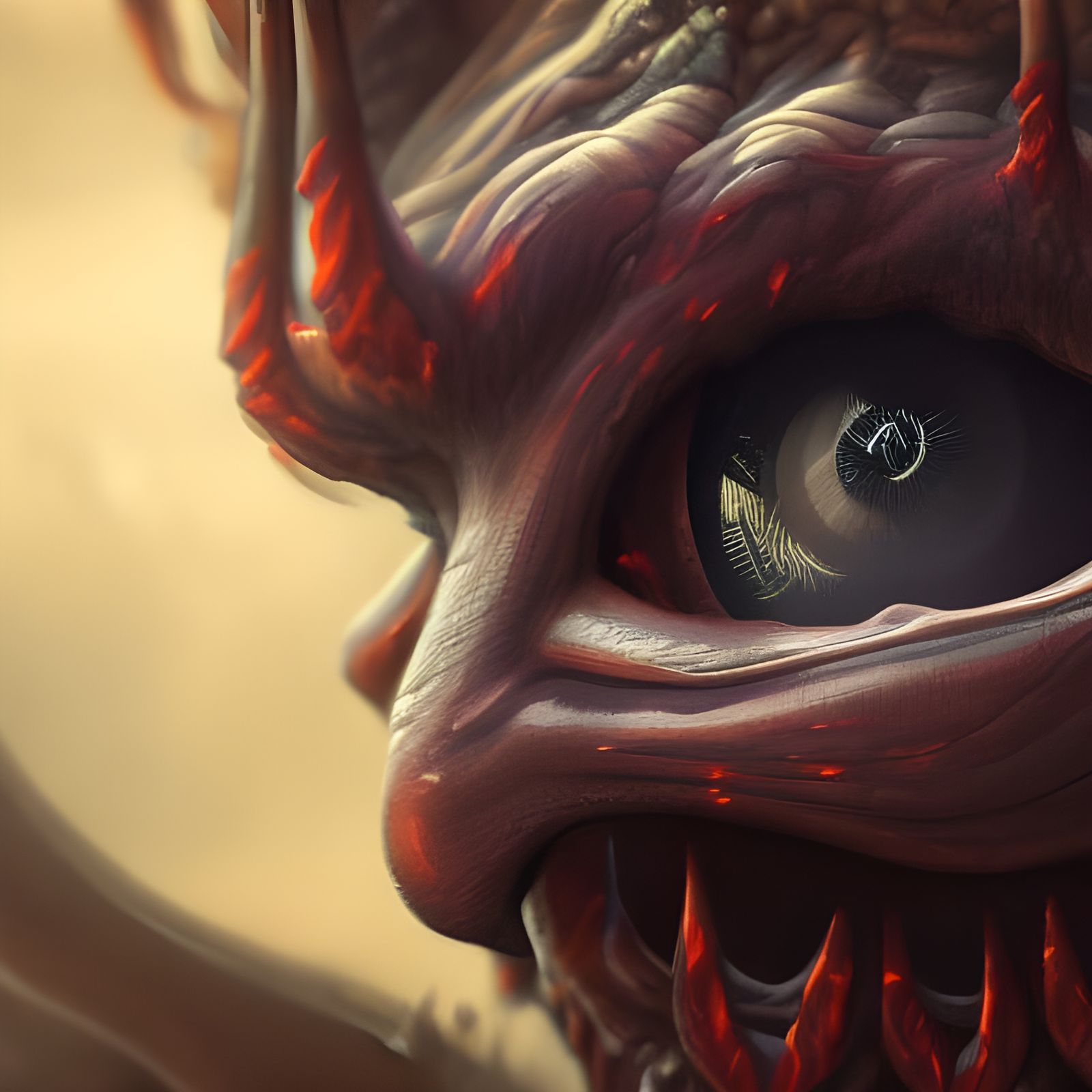Demonic Close-Up: Detailed Fantasy Art in 8k