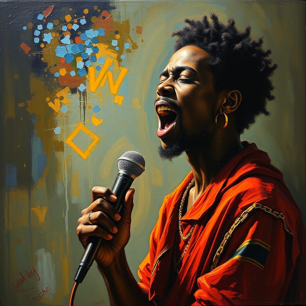 Expressive Oil Painting of a Singer