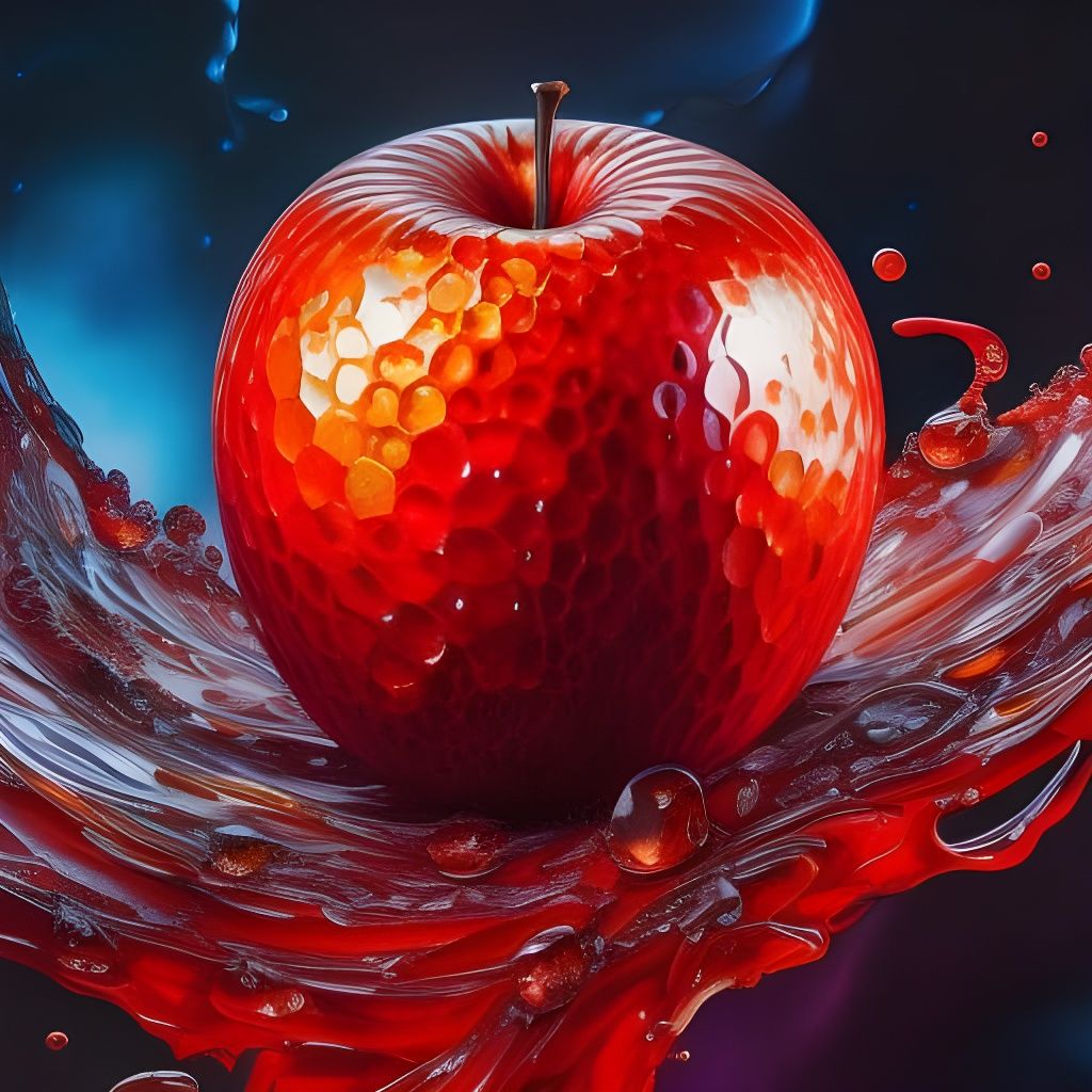 Fractal Honey Drip Red Apple in Crystalized Ice