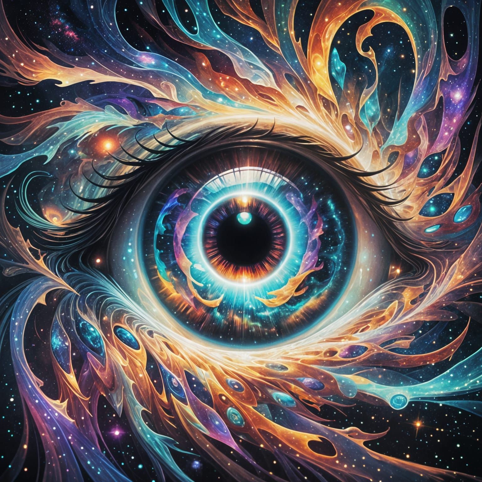 Glowing Eye in Cosmic Astral Illustration