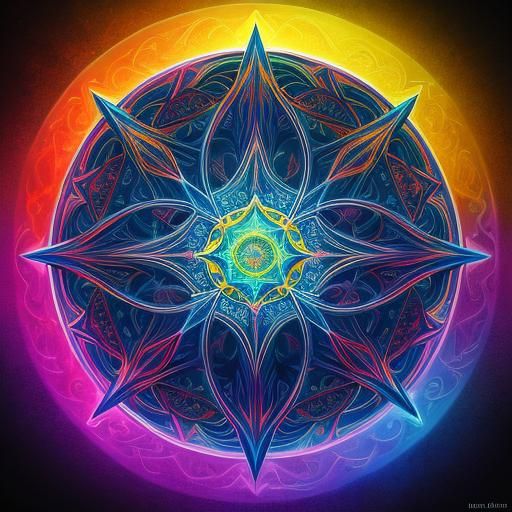Intricate Sacred Geometry Design in Splash Art Style