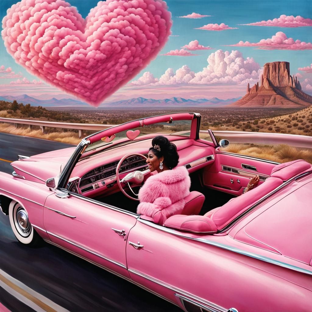 π΅ Riding on a freeway of love in a pink Cadillac π΅