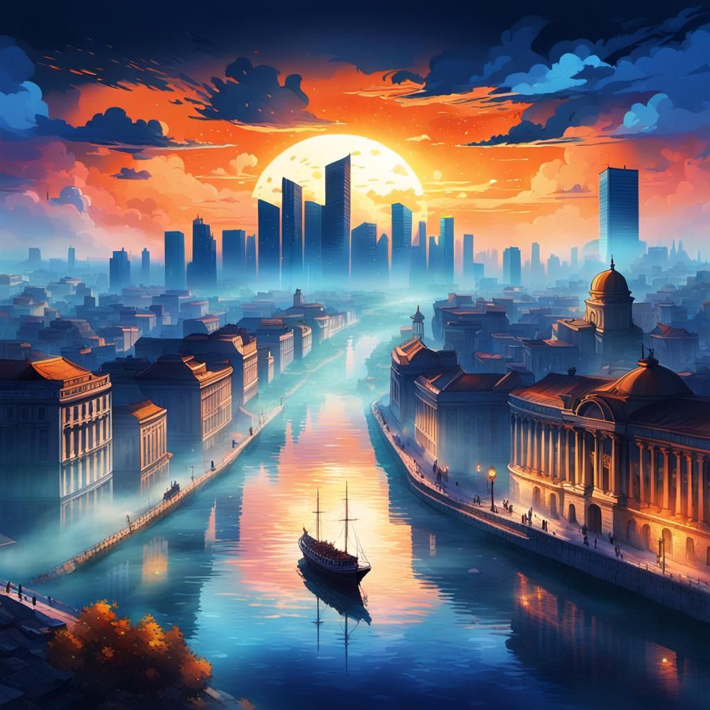 Odysseus Sails into Bucharest: Cinematic Anime Scene