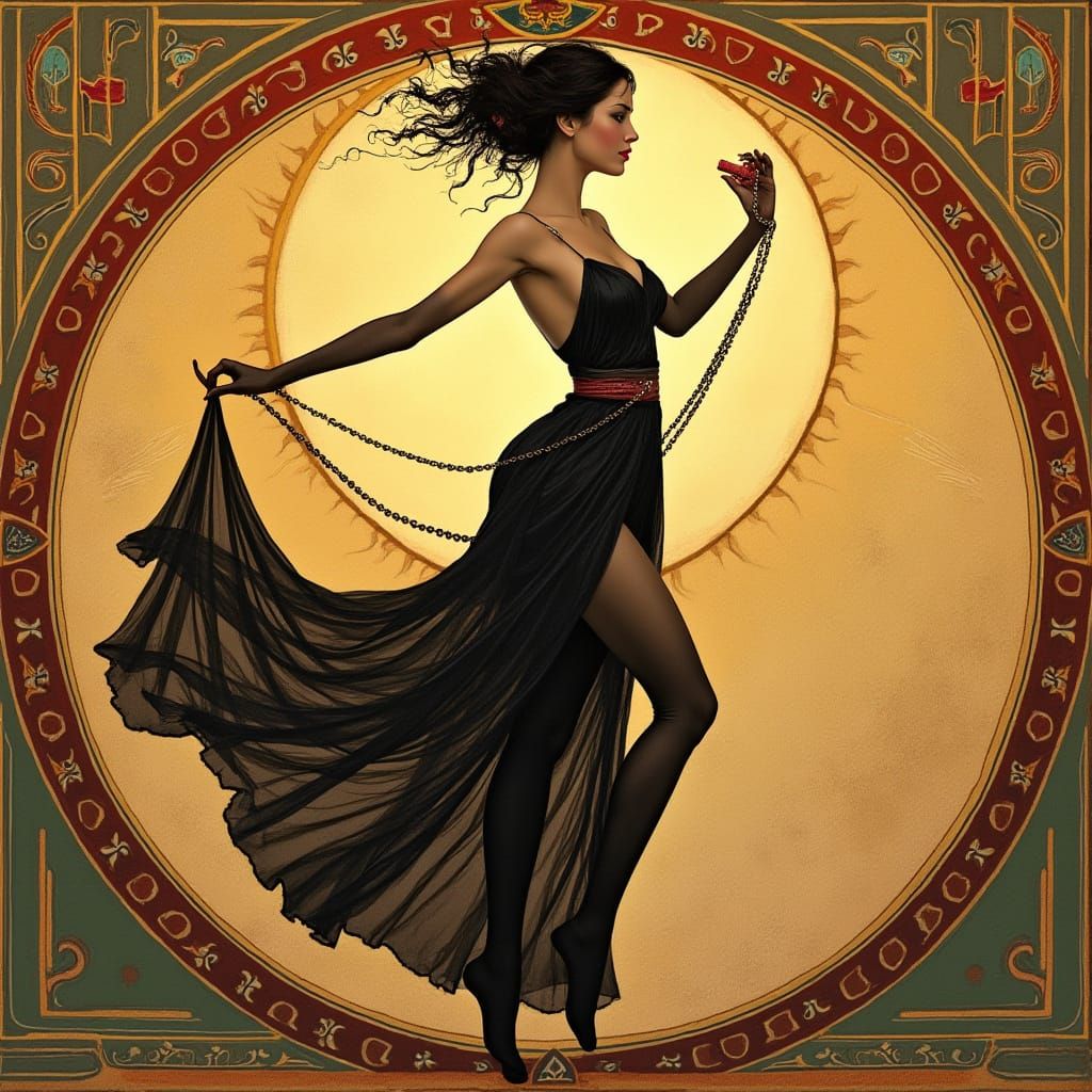 Dancer in Elegant Art Nouveau Style