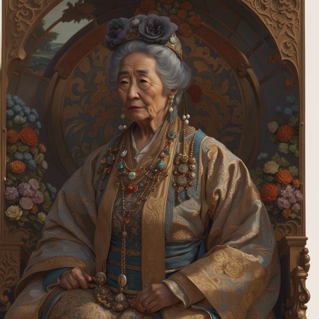 Rococo Gothic Korean Woman: Hyperrealistic Photorealistic Po...