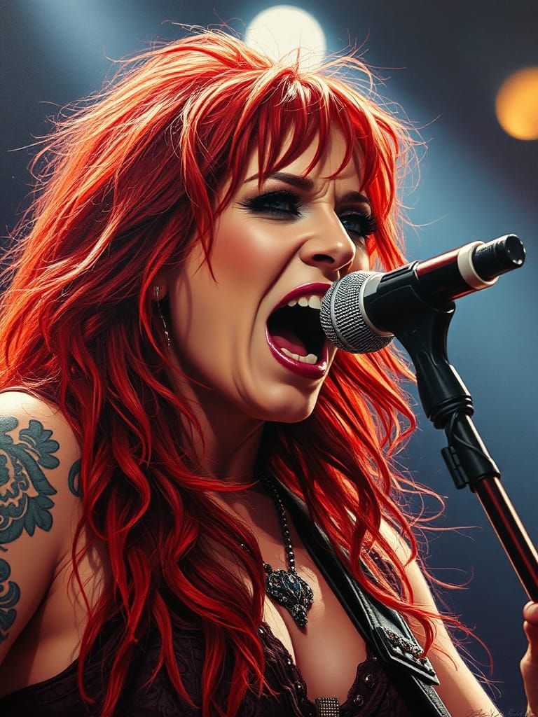 Red Sonja Hard Rock Star: Impasto Acrylic Portrait