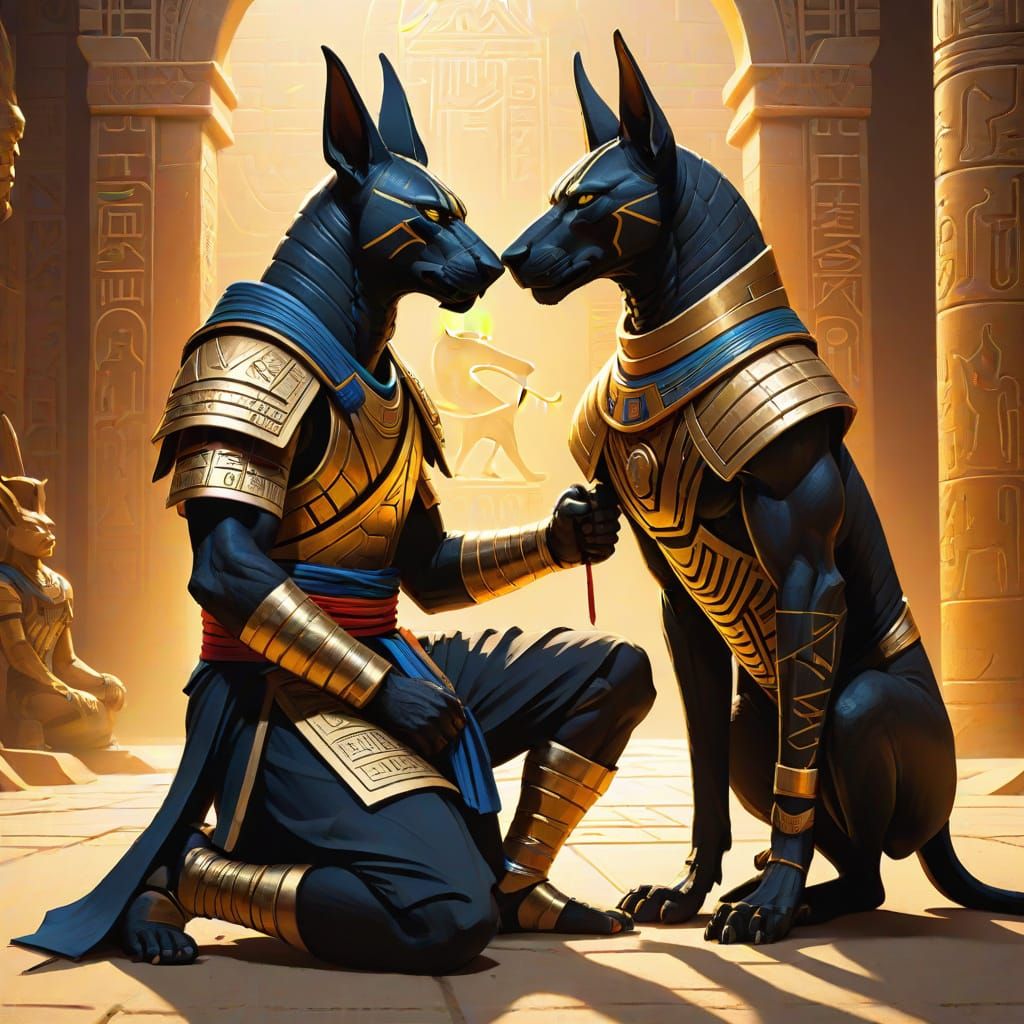 Anubis and Jiu Jitsu Master, Fantasy Art