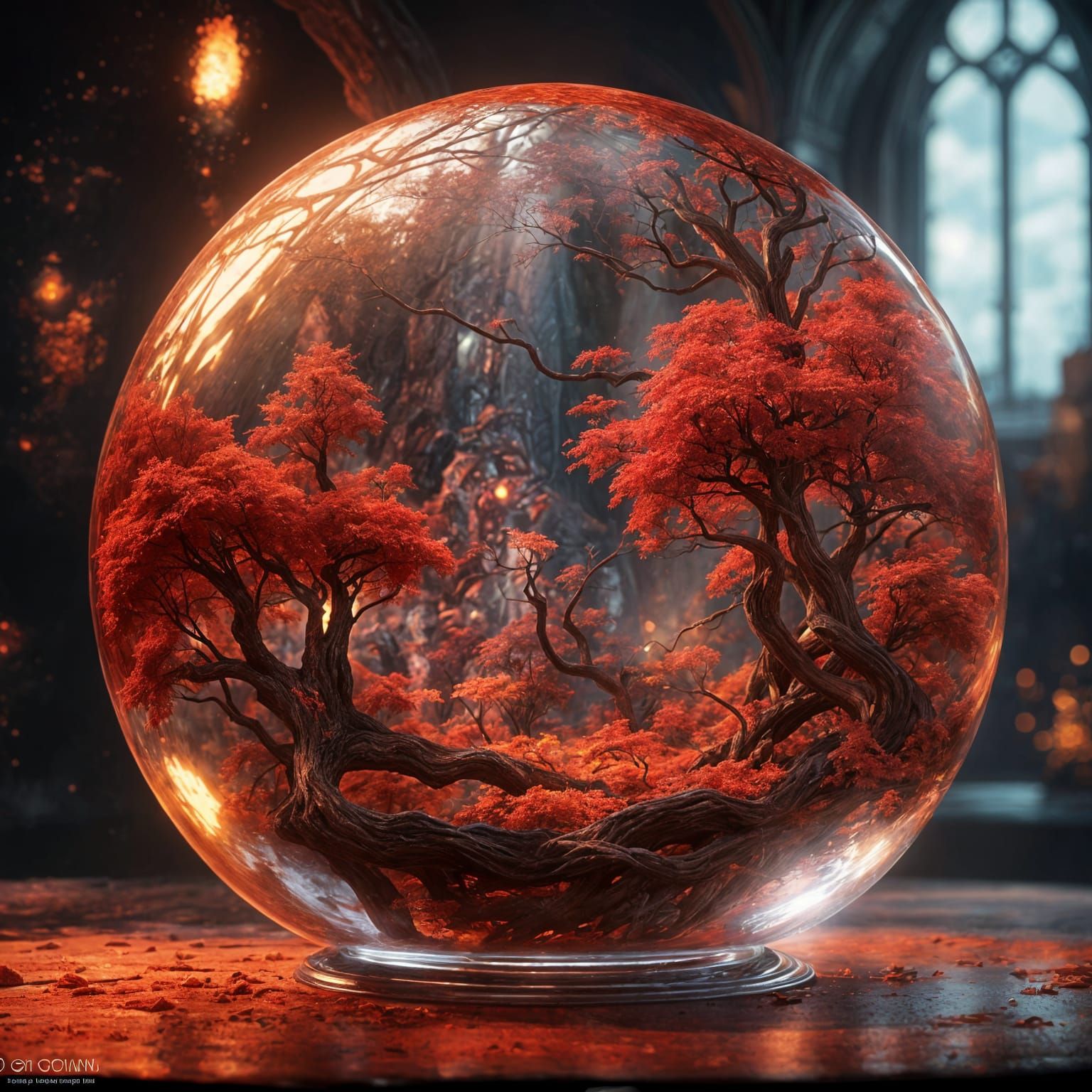 Fiery Red Object in Glass Orb: Fantasy Concept Art