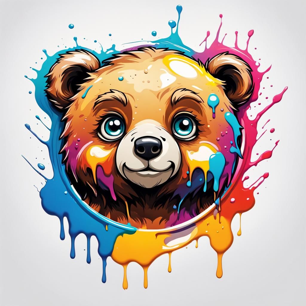 Cute Bear Vector Logo in Graffiti Style