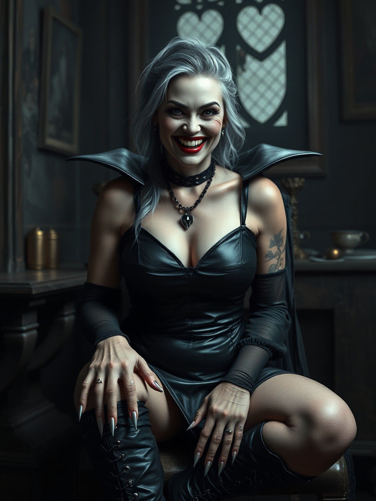 Snow White Vampire Hologram in Gothic Horror Style